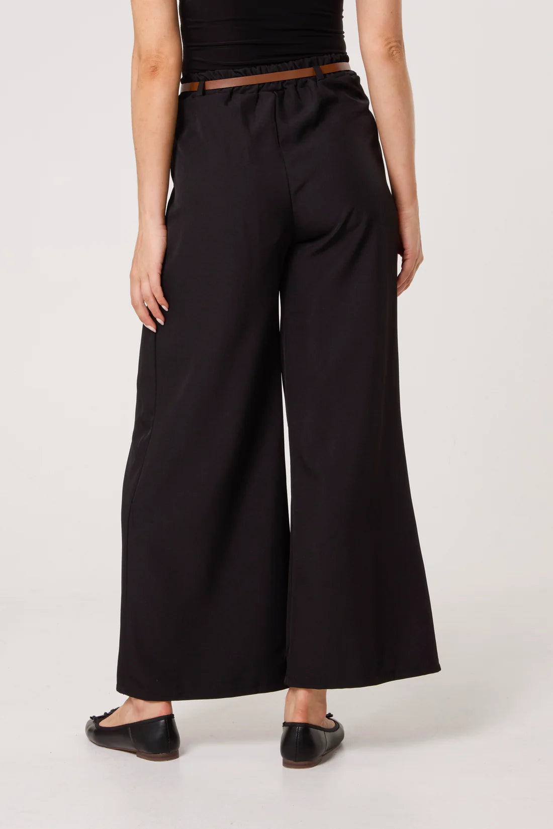 KATIE PLEATED FRONT BELTED PALAZZO TROUSERS