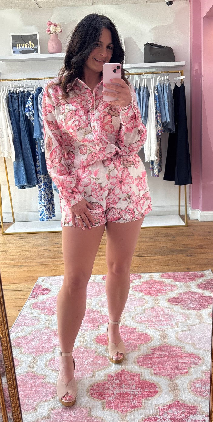 GINA FLORAL SHIRT & SHORT SET