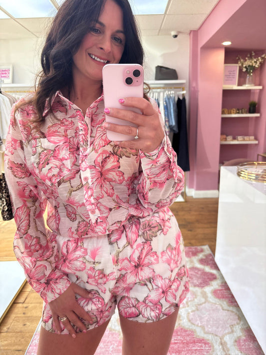 GINA FLORAL SHIRT & SHORT SET