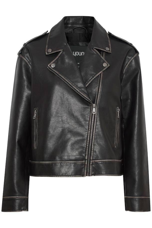 B.YOUNG RELAXED AGED FAUX LEATHER JACKET