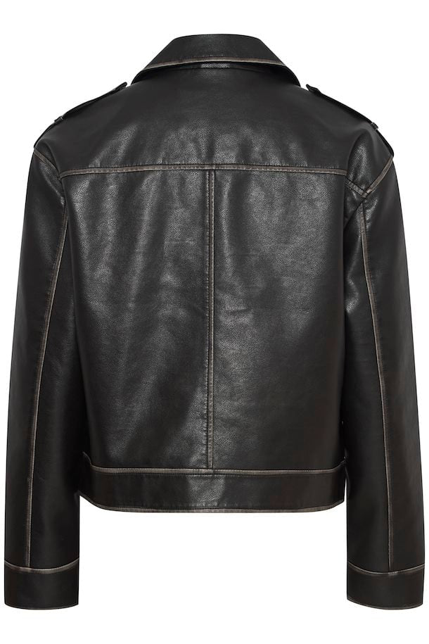 B.YOUNG RELAXED AGED FAUX LEATHER JACKET